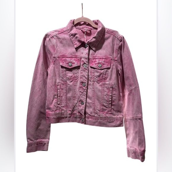 Free People Rumors Acid Wash Denim, Jean Jacket, Pink, NWT, Size Small - Picture 4 of 7